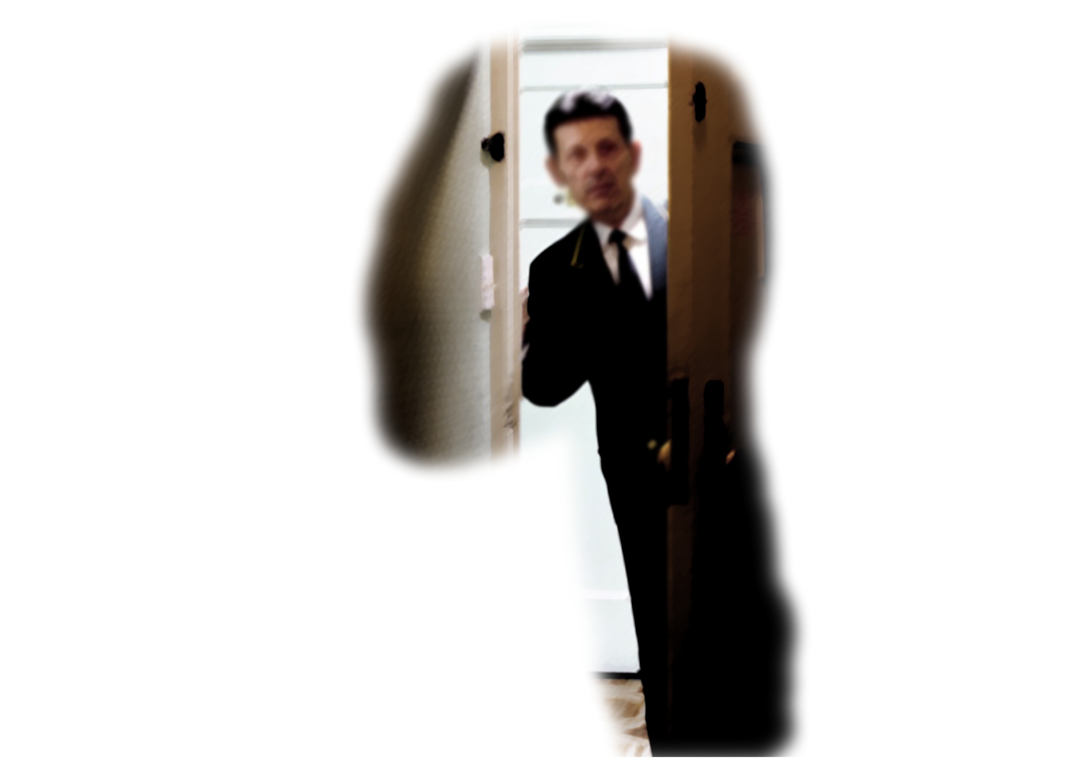 peeking through the door